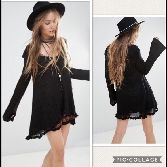 Free People Sweaters - NWT Free People Waterfall Black Sweater